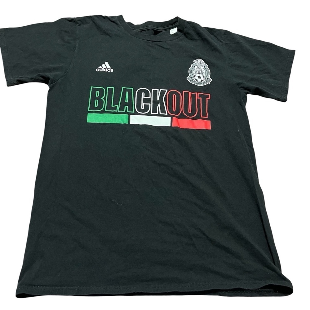 Mexico National Soccer Adidas Blackout Tee Size Medium Futbol MLS Flag FIFA